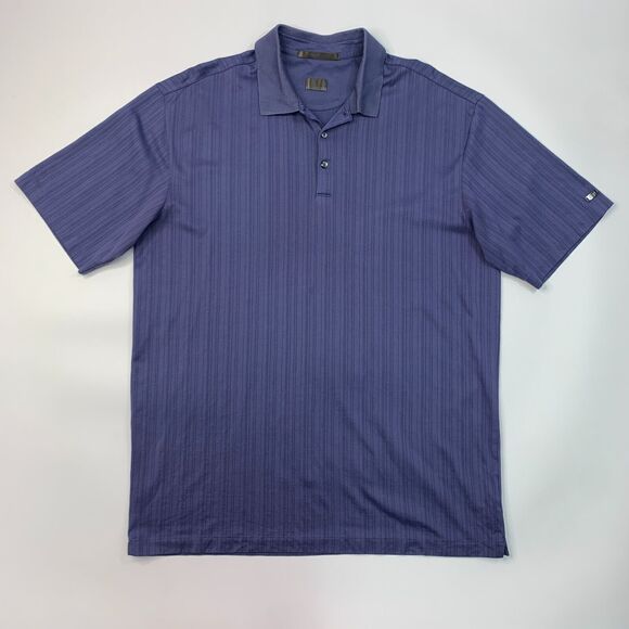 Nike Tiger Woods Polo Shirt Men XL Extra Large Purple Stripe Golf FitDry Victory - Picture 2 of 11